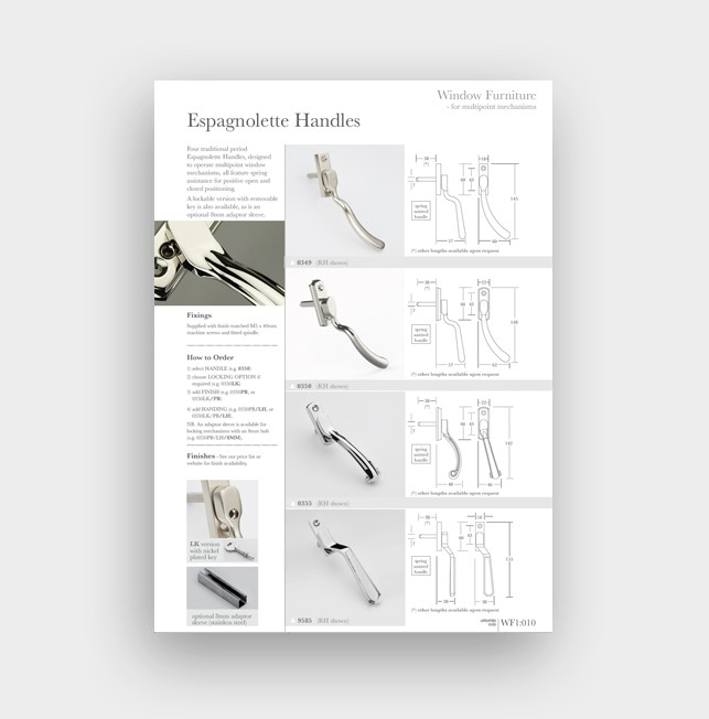 WF1 - Espagnolette Handles (for multipoint mechanism)